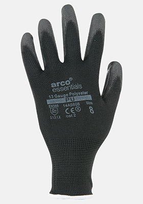 Arco Essentials Black PU Coated Polyester Gloves - 14A5800